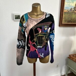 Women’s Kolorway  Art To Wear Hand Painted Pullover Top - Long Sleeve T-Shirt
